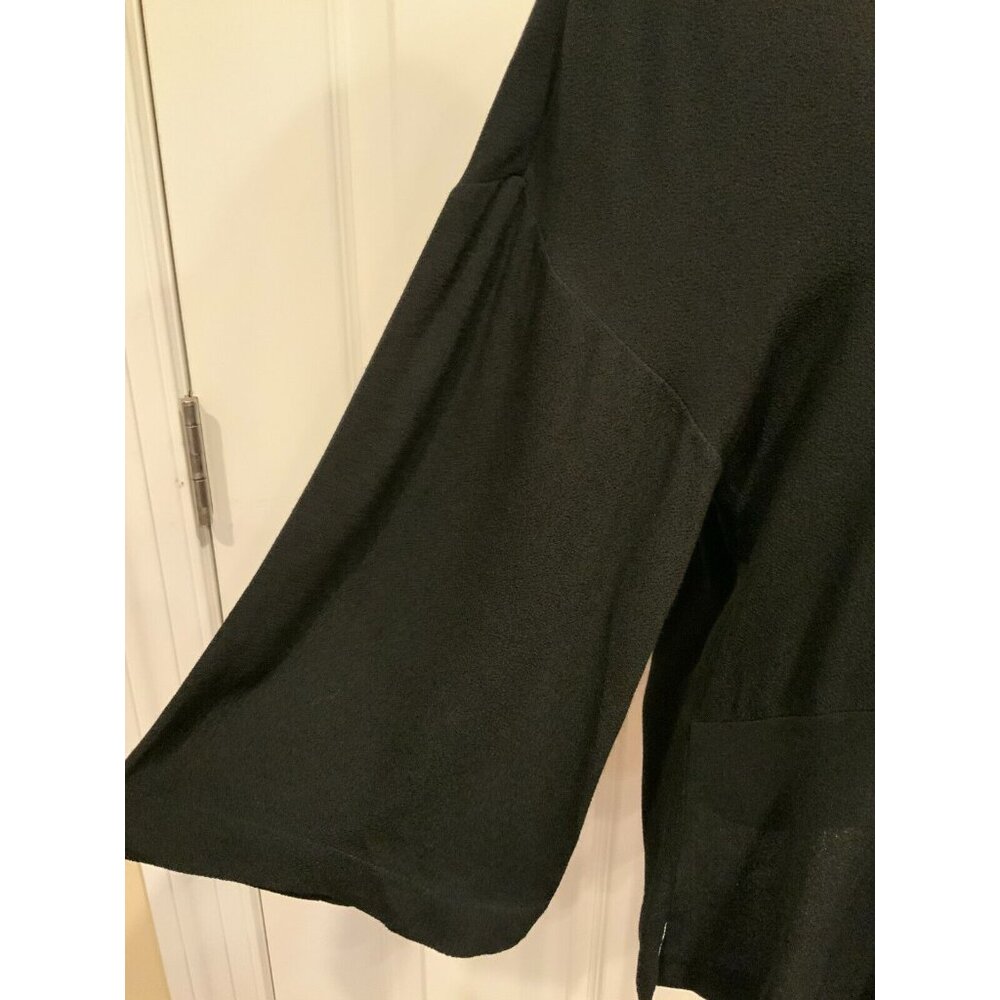 IRO Black Blouse W/ Lace-Up Neckline W/ Wide Long Sleeves, Size 4 (US) 36 (FR) - Picture 4 of 9
